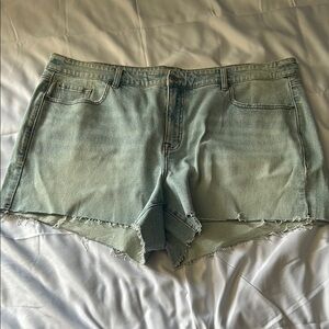 Torrid Blue Jean Shorts with Distressed Hem